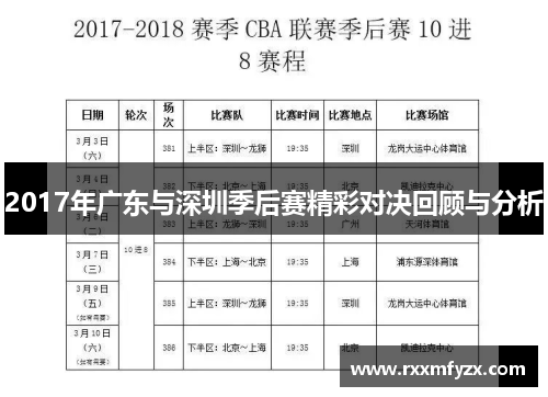 2017年广东与深圳季后赛精彩对决回顾与分析